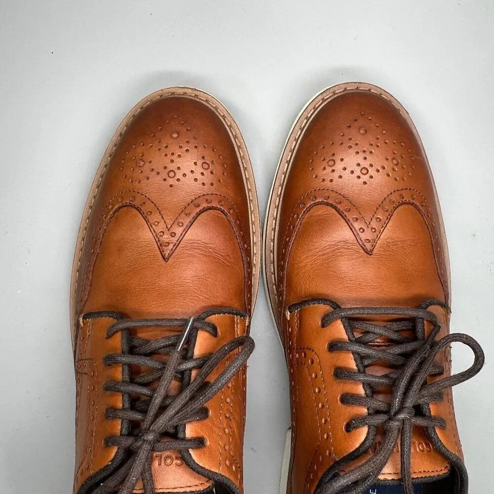 Cole Haan The Go To Wing Oxfords Men 8.5 Brown Leather Wing Tip Derby Dress Shoe